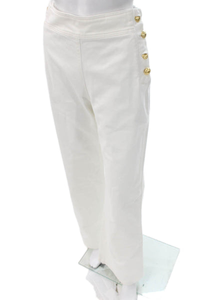 Luisa Spagnoli Womens Dress Pants White Cotton Button Size 40
