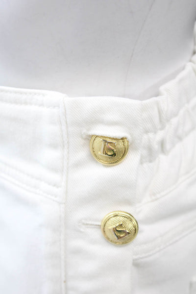 Luisa Spagnoli Womens Dress Pants White Cotton Button Size 40
