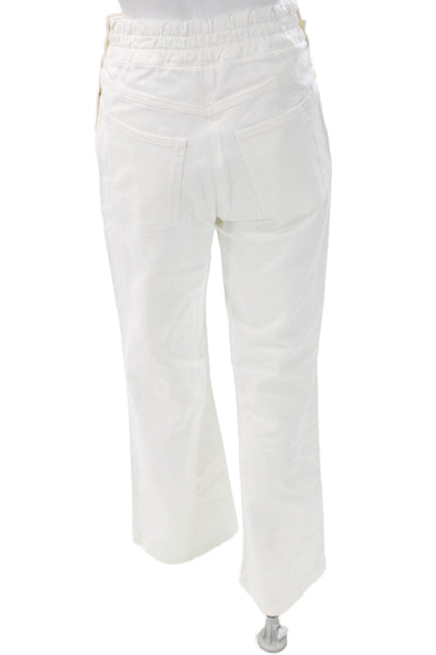 Luisa Spagnoli Womens Dress Pants White Cotton Button Size 40