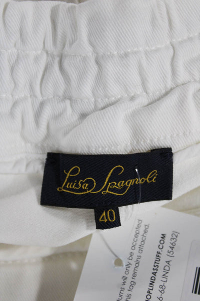 Luisa Spagnoli Womens Dress Pants White Cotton Button Size 40
