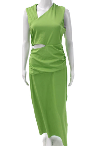 Sir. Womens Maxi Dress One Shoulder Sleeveless Green Polyester Zip Size 3