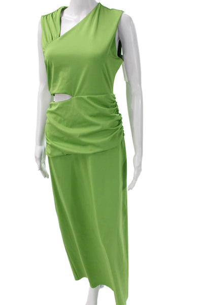 Sir. Womens Maxi Dress One Shoulder Sleeveless Green Polyester Zip Size 3