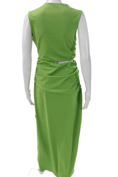 Sir. Womens Maxi Dress One Shoulder Sleeveless Green Polyester Zip Size 3