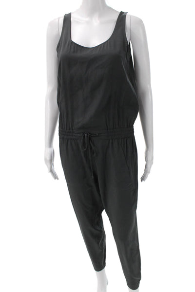 Vince Womens Black Silk Scoop Neck Sleeveless Jumpsuit Pullover Size 4