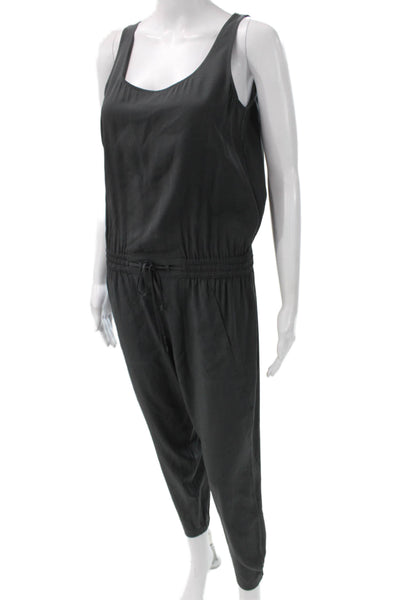 Vince Womens Black Silk Scoop Neck Sleeveless Jumpsuit Pullover Size 4