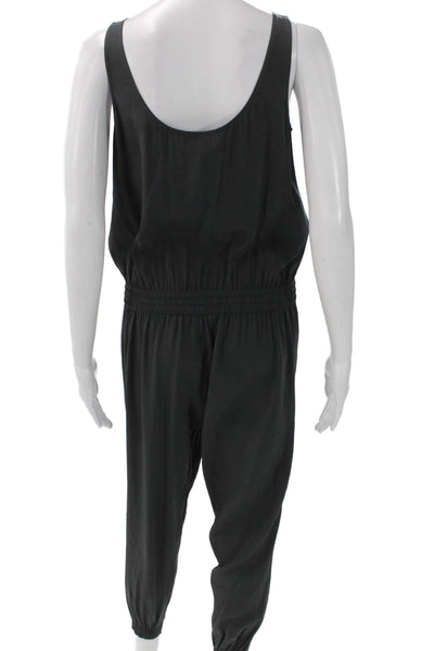 Vince Womens Black Silk Scoop Neck Sleeveless Jumpsuit Pullover Size 4