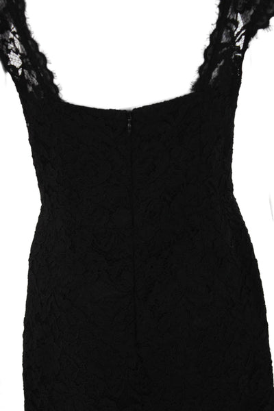 Shoshanna Women Sheath Black Floral Round Neck Short Sleeve Size 4