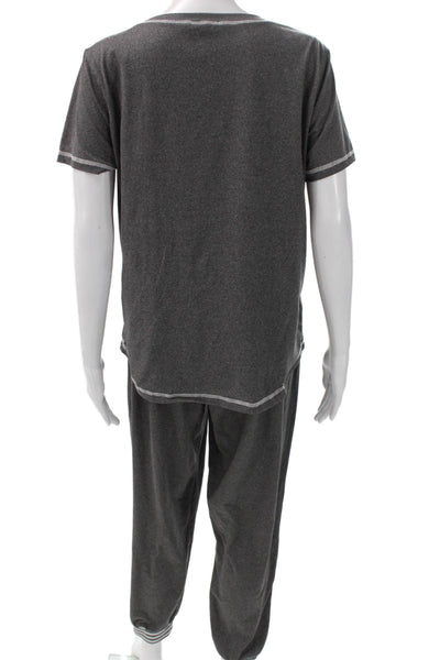 Ekouaer Womens Short Sleeve Round Neck Stretch Pajama Set Gray Size M