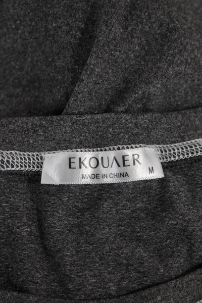Ekouaer Womens Short Sleeve Round Neck Stretch Pajama Set Gray Size M