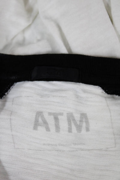 ATM Women Black Colorblock Jersey Crew Neck Long Sleeve Cotton T-Shirt Size S