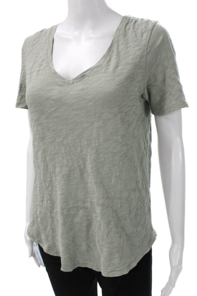 ATM Womens Basic V Neck Cotton Short Sleeve T-Shirt Green Size M