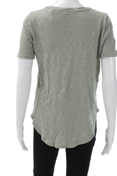 ATM Womens Basic V Neck Cotton Short Sleeve T-Shirt Green Size M