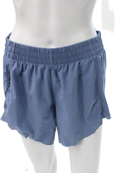 Athleta Womens Athletic Blue Polyester Drawstring Shorts Petite Size S