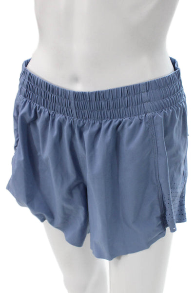Athleta Womens Athletic Blue Polyester Drawstring Shorts Petite Size S