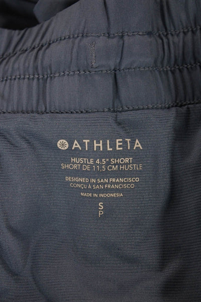 Athleta Womens Athletic Blue Polyester Drawstring Shorts Petite Size S