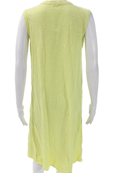 Wilt Women Yellow Tank Dress V-Neck Sleeveless 100% Cotton Mid-Calf Solid Size S