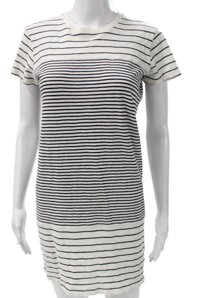 ATM Womens T Shirt Dress White Cotton Crew Neck Short Sleeve Size S