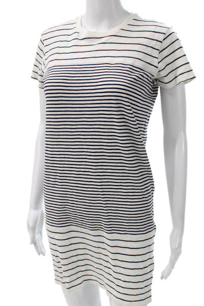 ATM Womens T Shirt Dress White Cotton Crew Neck Short Sleeve Size S