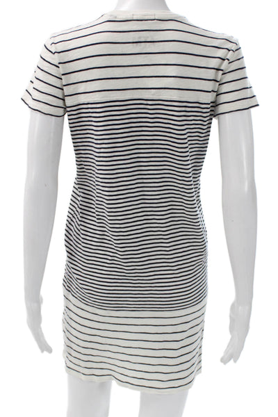 ATM Womens T Shirt Dress White Cotton Crew Neck Short Sleeve Size S