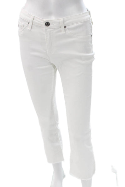 AG Adriano Goldschmied Womens Cropped Jeans White High Rise Cotton Size 25
