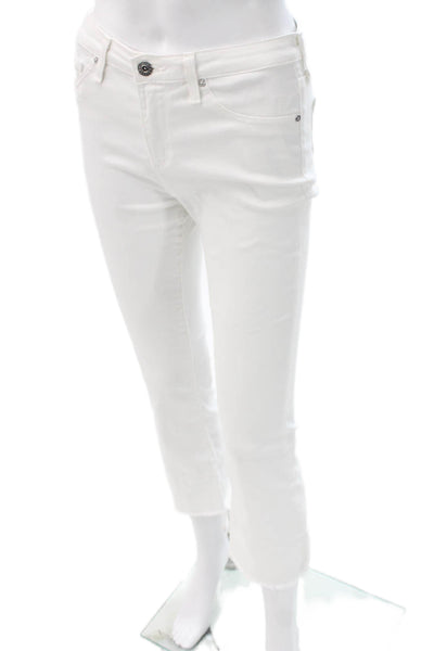AG Adriano Goldschmied Womens Cropped Jeans White High Rise Cotton Size 25