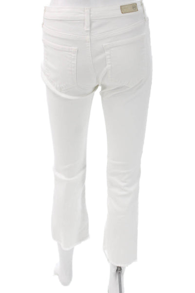 AG Adriano Goldschmied Womens Cropped Jeans White High Rise Cotton Size 25