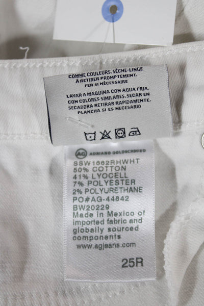 AG Adriano Goldschmied Womens Cropped Jeans White High Rise Cotton Size 25