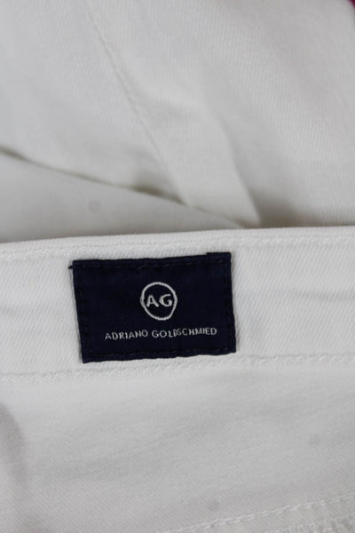 AG Adriano Goldschmied Womens Cropped Jeans White High Rise Cotton Size 25