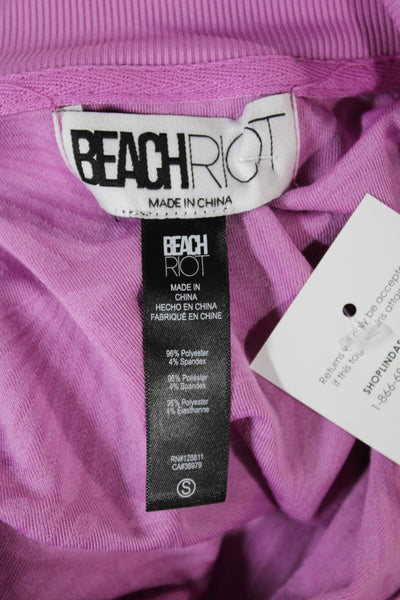 Beach Riot Women Pullover Pink Geometric Collared Long Sleeve Polyester Size S