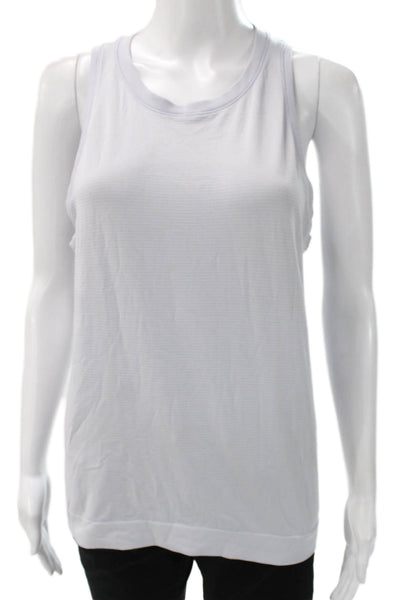 Lululemon Women Purple Striped Nylon Round Neck Basic Tank Size 6