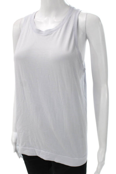 Lululemon Women Purple Striped Nylon Round Neck Basic Tank Size 6