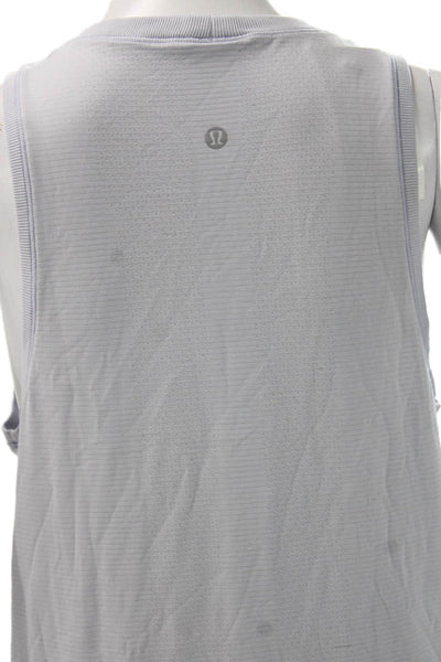 Lululemon Women Purple Striped Nylon Round Neck Basic Tank Size 6