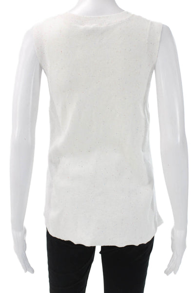 Cotton By Autumn Cashmere Women Tunic Sweater White Crewneck Sleeveless Size S
