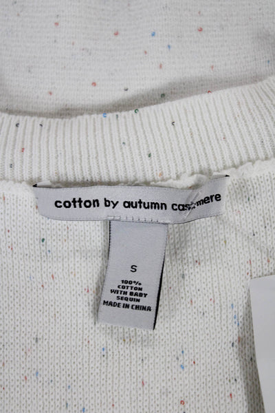Cotton By Autumn Cashmere Women Tunic Sweater White Crewneck Sleeveless Size S