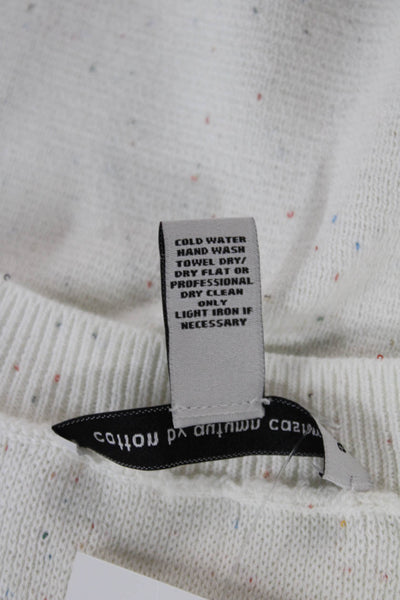 Cotton By Autumn Cashmere Women Tunic Sweater White Crewneck Sleeveless Size S