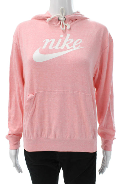 Nike Womens Pink Cotton Pullover Hoodie Long Sleeve Size S