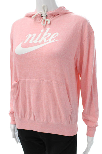 Nike Womens Pink Cotton Pullover Hoodie Long Sleeve Size S