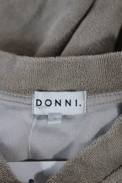 Donni Womens Henley Sweatshirt Beige Cotton Long Sleeve Button Size S