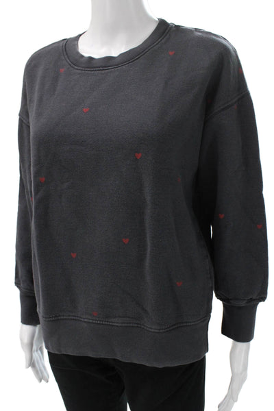 Sundry Womens Pullover Sweatshirt Spotted Gray Long Sleeve Size 1