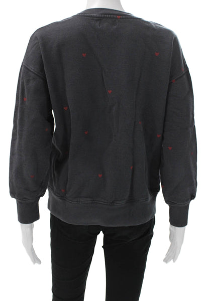 Sundry Womens Pullover Sweatshirt Spotted Gray Long Sleeve Size 1