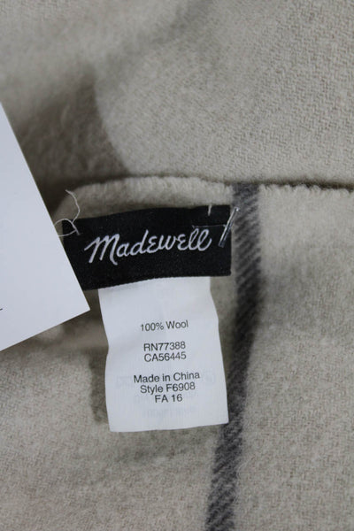 Madewell Women Beige Wool Check Cape V Neck Sleeveless Shawl Wrap Size One Size