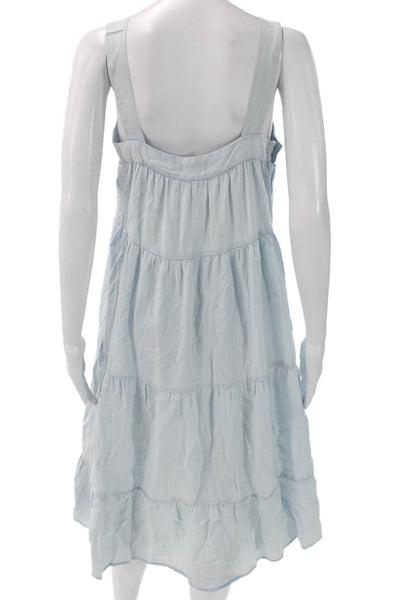 Rails Womens Sundress Blue Square Neck Lyocell Sleeveless Knee Length Size XS