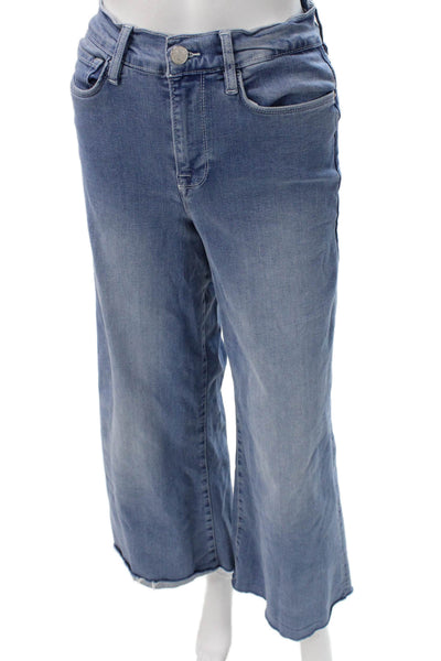Frame Women High Rise Wide Leg Jeans Blue Cotton Blend Size 27