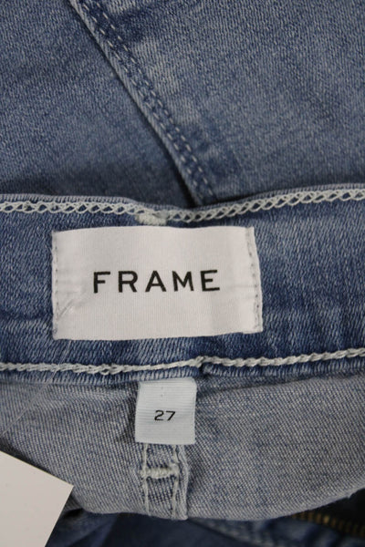 Frame Women High Rise Wide Leg Jeans Blue Cotton Blend Size 27