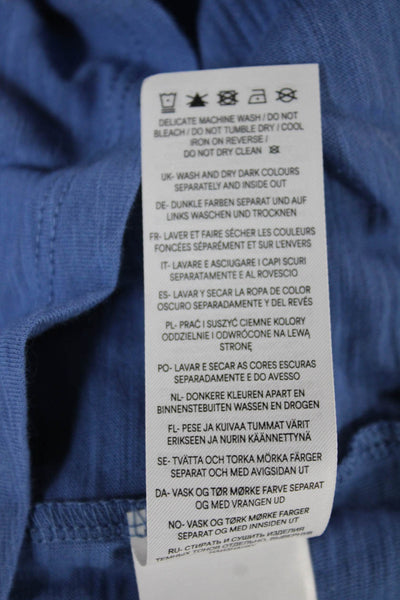 Boden Women Basic T-Shirt Blue Cotton Round Neck Cap Sleeve Size S