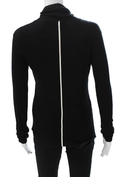 La Ligne Women Basic T Shirt Turtleneck Long Sleeve Black Viscose Size S