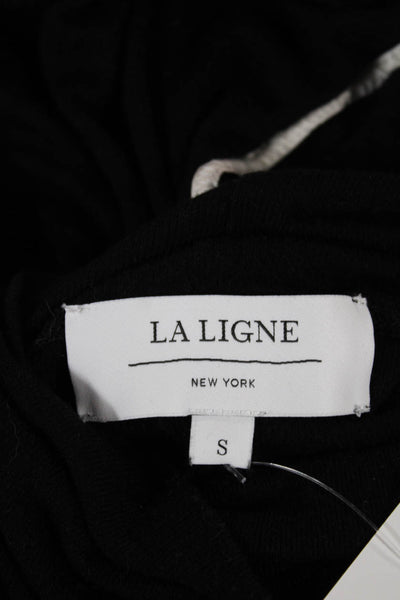 La Ligne Women Basic T Shirt Turtleneck Long Sleeve Black Viscose Size S