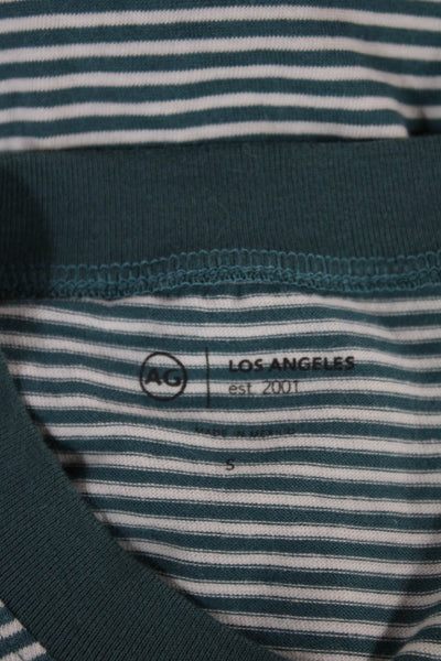 AG Adriano Goldschmied Womens Striped Cotton Crew Tee Short Sleeve Size S