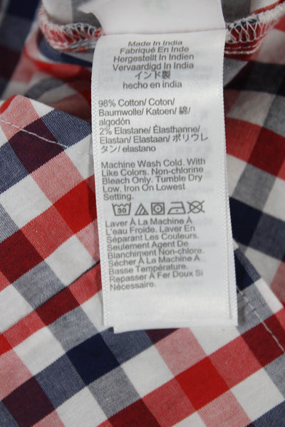 J Crew Womens Red Check Sleeveless Collared Button-Up Cotton Top Size S