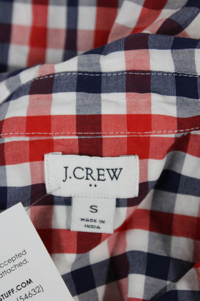 J Crew Womens Red Check Sleeveless Collared Button-Up Cotton Top Size S
